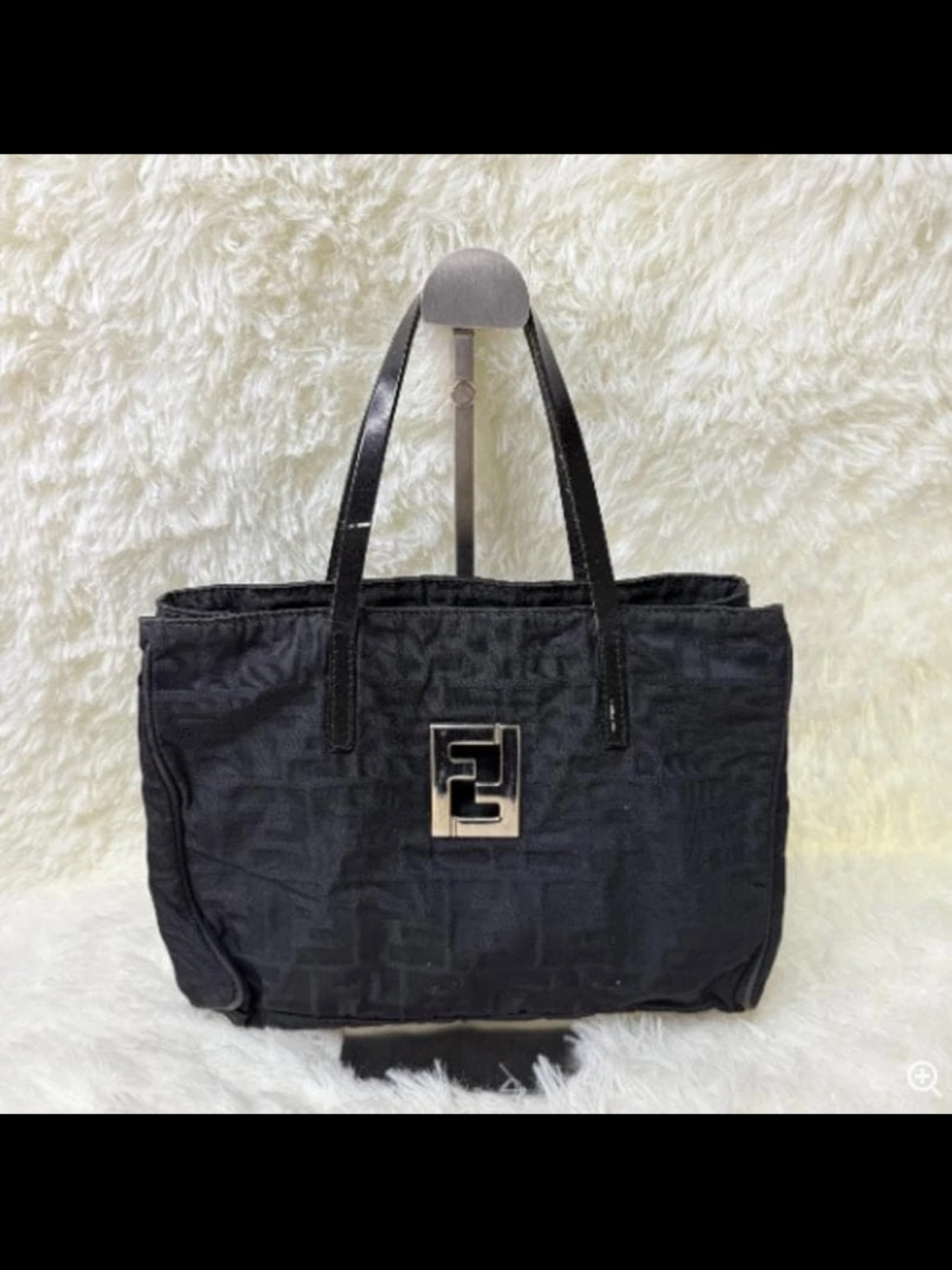 Fendi Black FF Monogram Canvas Tote with Silver Logo Hardware